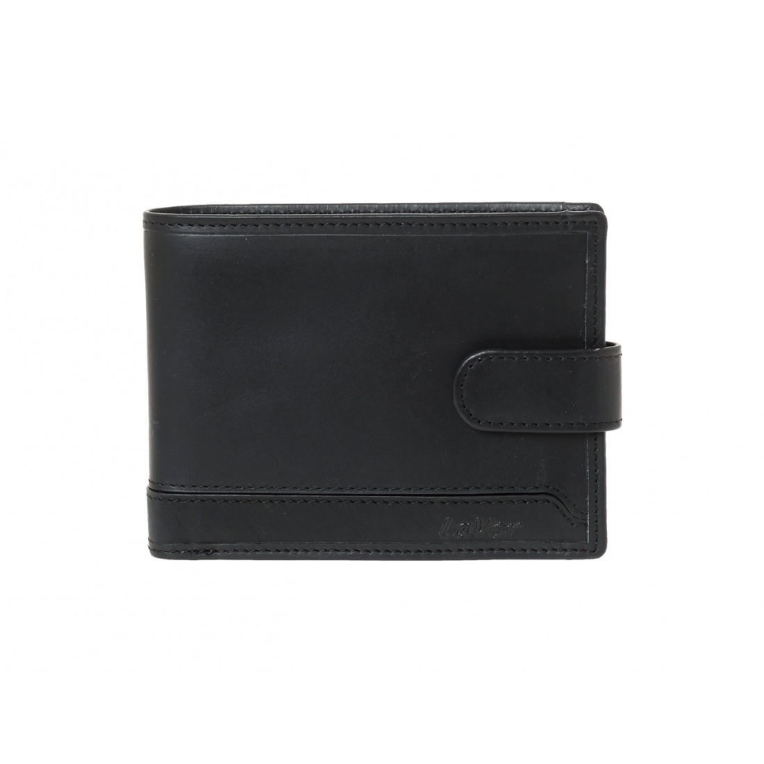 Ανδρικο δερματινο πορτοφολι με κουμπι  χρωμα Lavor-1-6093-black