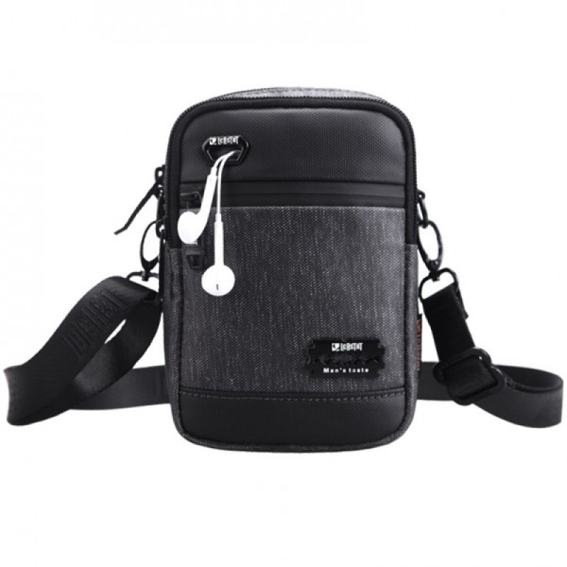 Ανδρικό  Τσαντάκι LEASTAT 996-3. Γκρι/Μαύρο ΜΙΚΡΟ