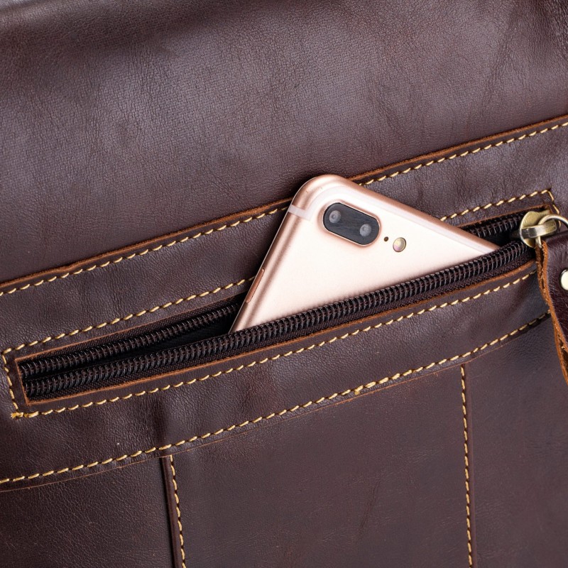 Δερμάτινο τσαντάκι ώμου Bull Captain DJB 302 σκούρο καφέ