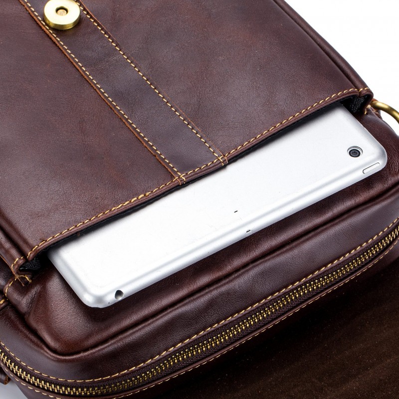 Δερμάτινο τσαντάκι ώμου Bull Captain DJB 302 σκούρο καφέ