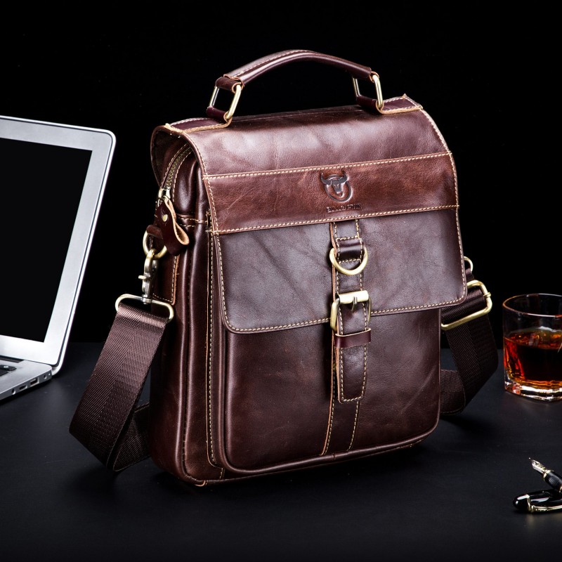 Δερμάτινο τσαντάκι ώμου Bull Captain DJB 302 σκούρο καφέ