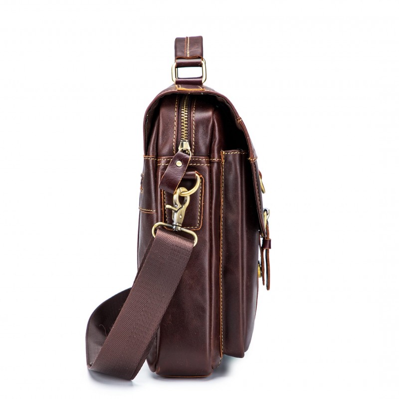 Δερμάτινο τσαντάκι ώμου Bull Captain DJB 302 σκούρο καφέ