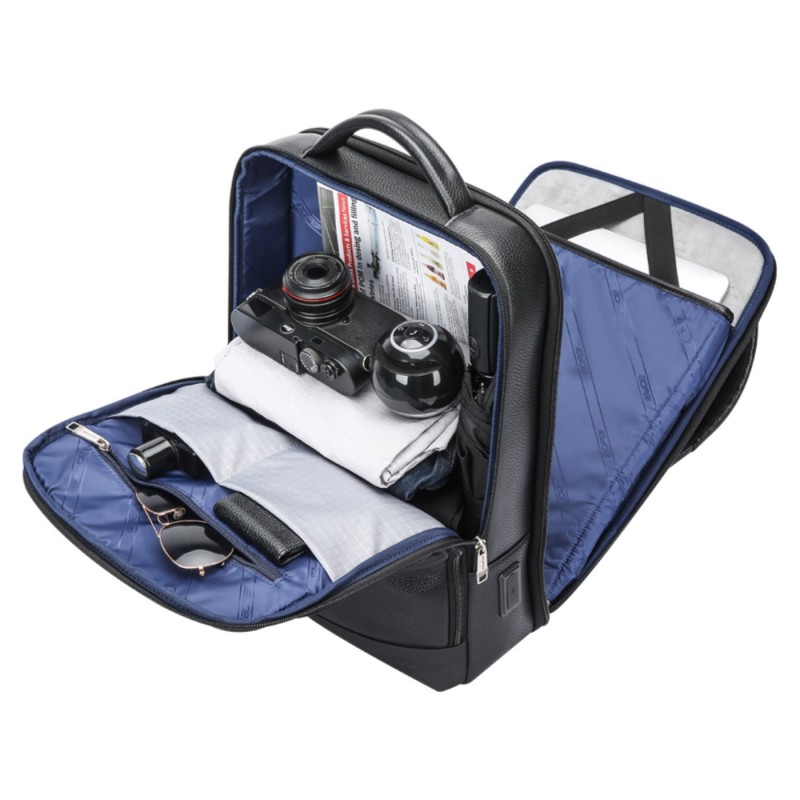 Δερμάτινο Σακίδιο πλάτης Αντικλεπτικό 24L Laptop 15,6” Bopai 61-121561 μαύρο