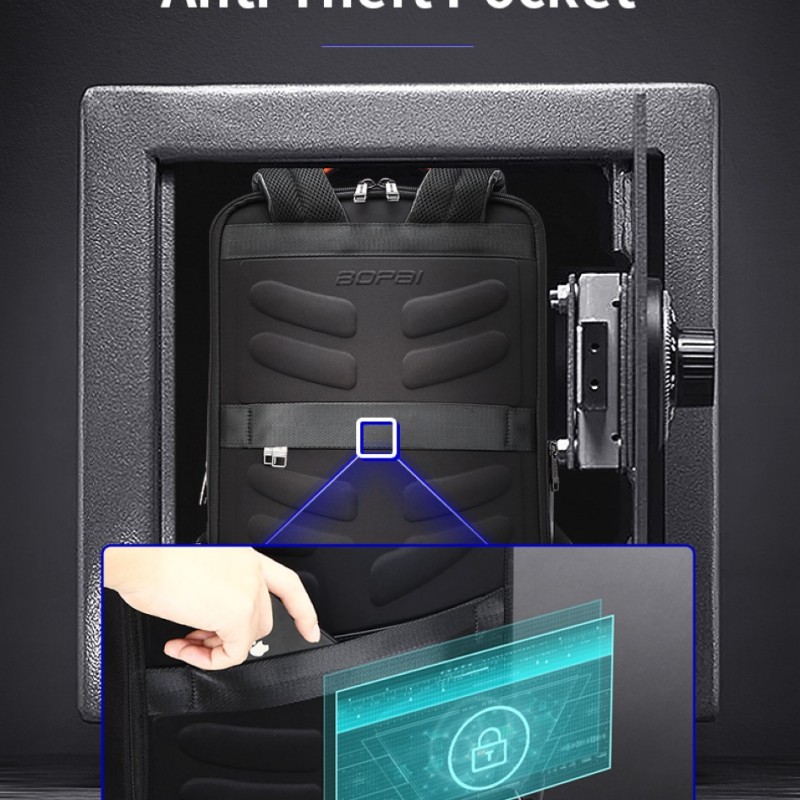 Δερμάτινο Σακίδιο πλάτης Αντικλεπτικό 24L Laptop 15,6” Bopai 61-121561 μαύρο