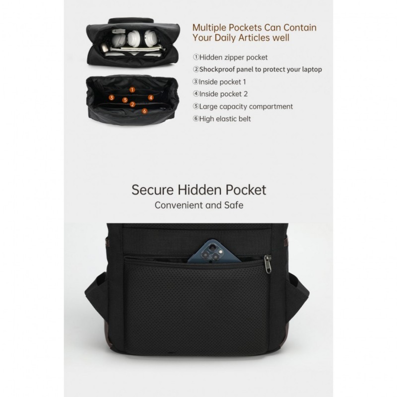 Σακιδιο πλατης tigernu 9009 roll-top backpack black 