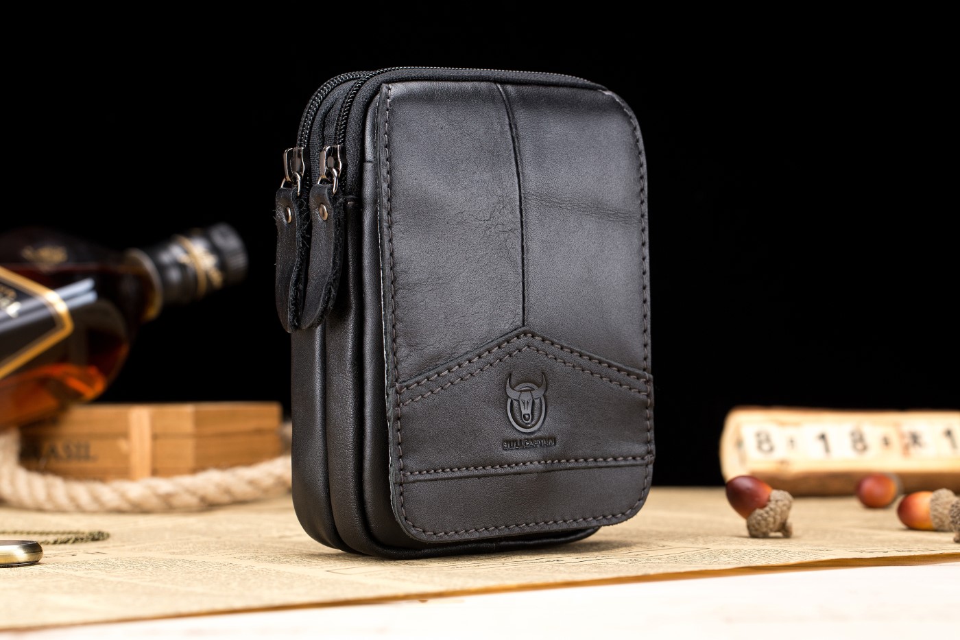 Δερμάτινο τσαντάκι μέσης Bull Captain YB012 Μαύρο