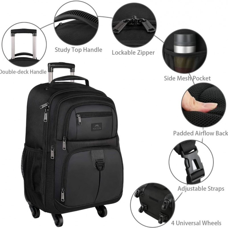 Σακίδιο πλάτης Τροχήλατο 45L Laptop 17” Matein 1212 μαύρο 