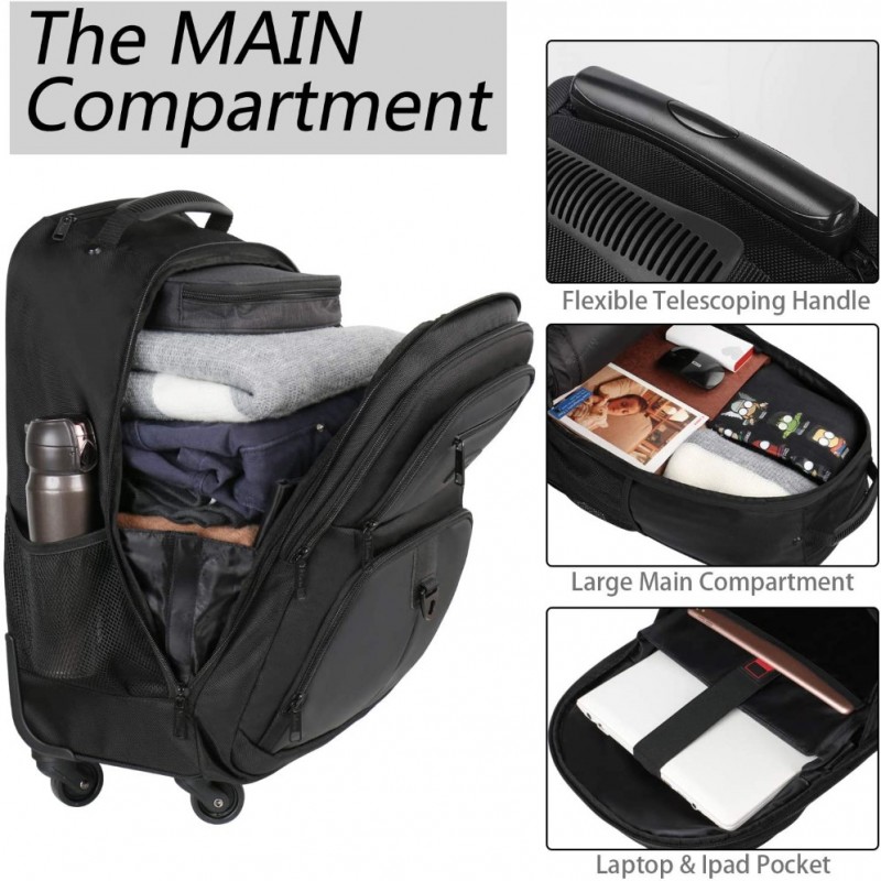 Σακίδιο πλάτης Τροχήλατο 45L Laptop 17” Matein 1212 μαύρο 