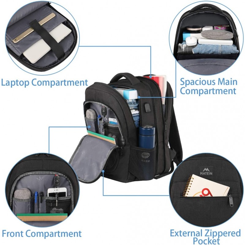 Σακίδιο πλάτης 36,8L Laptop 15,6” Matein 1364 μαύρο 