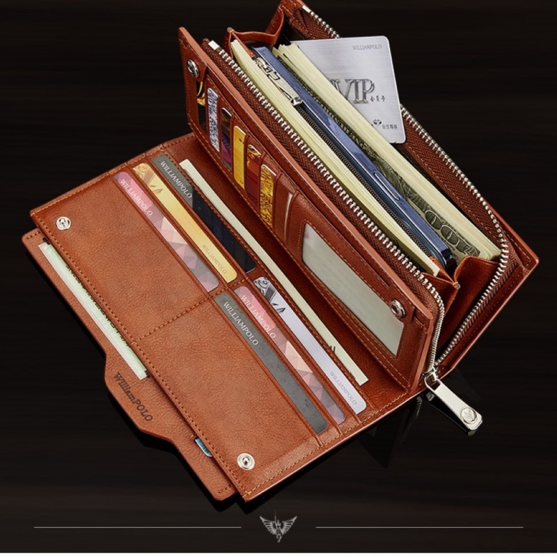 Δερμάτινο Ανδρικό πορτοφόλι William Polo 211566 dark brown 