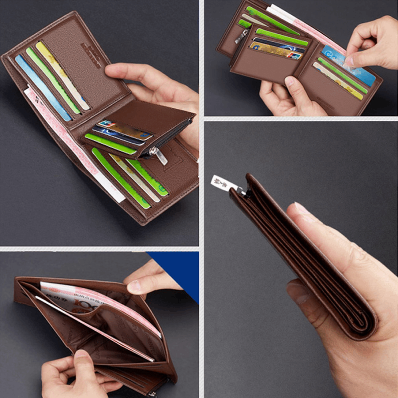 Δερμάτινο Ανδρικό πορτοφόλι Laorentou 328J007L σκούρο καφέ 