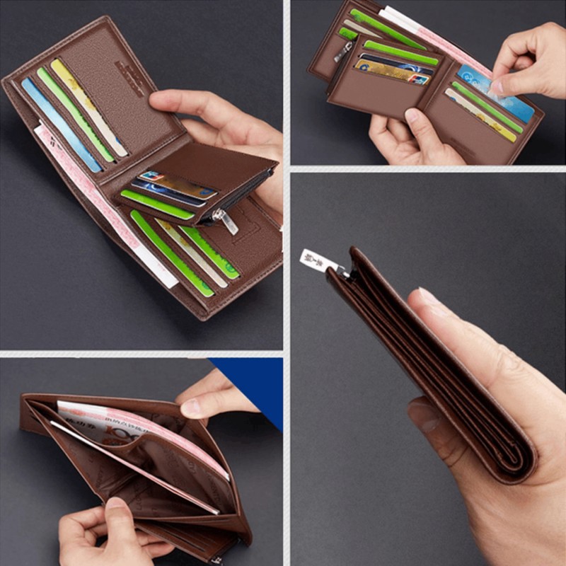 Δερμάτινο Ανδρικό πορτοφόλι Laorentou 328J007L σκούρο καφέ 