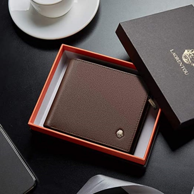 Δερμάτινο Ανδρικό πορτοφόλι Laorentou 328J007L σκούρο καφέ 