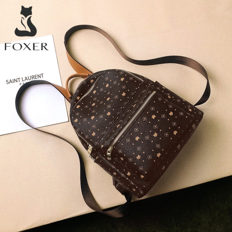 Δερμάτινo Γυναικείo Σακίδιο Πλάτης PVC Foxer 900165F καφέ 