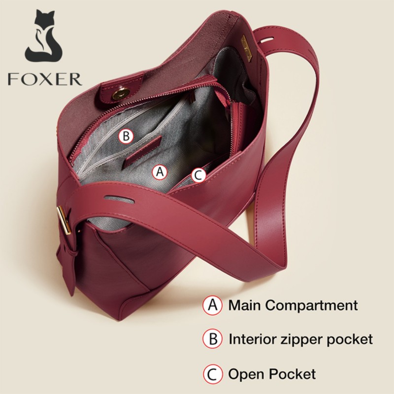 Δερμάτινη Γυναικεία Τσάντα Shopper ‘Ωμου Foxer Δερμάτινη Γυναικεία Τσάντα Shopper ‘Ωμου Foxer 9136015F μπορντό μπορντό 