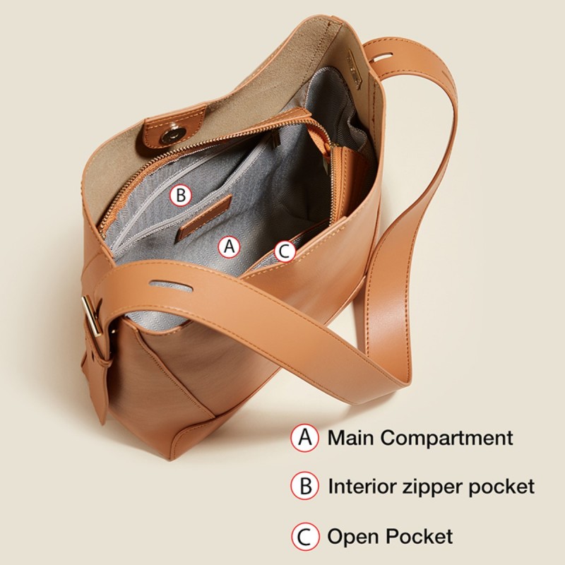 Δερμάτινη Γυναικεία Τσάντα Shopper ‘Ωμου Foxer 9136015F καφέ 