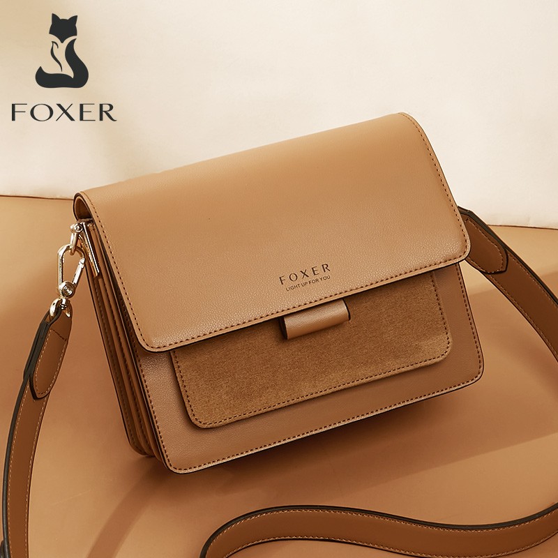 Δερμάτινη Γυναικεία Τσάντα Χιαστί Foxer 954011F καφέ 