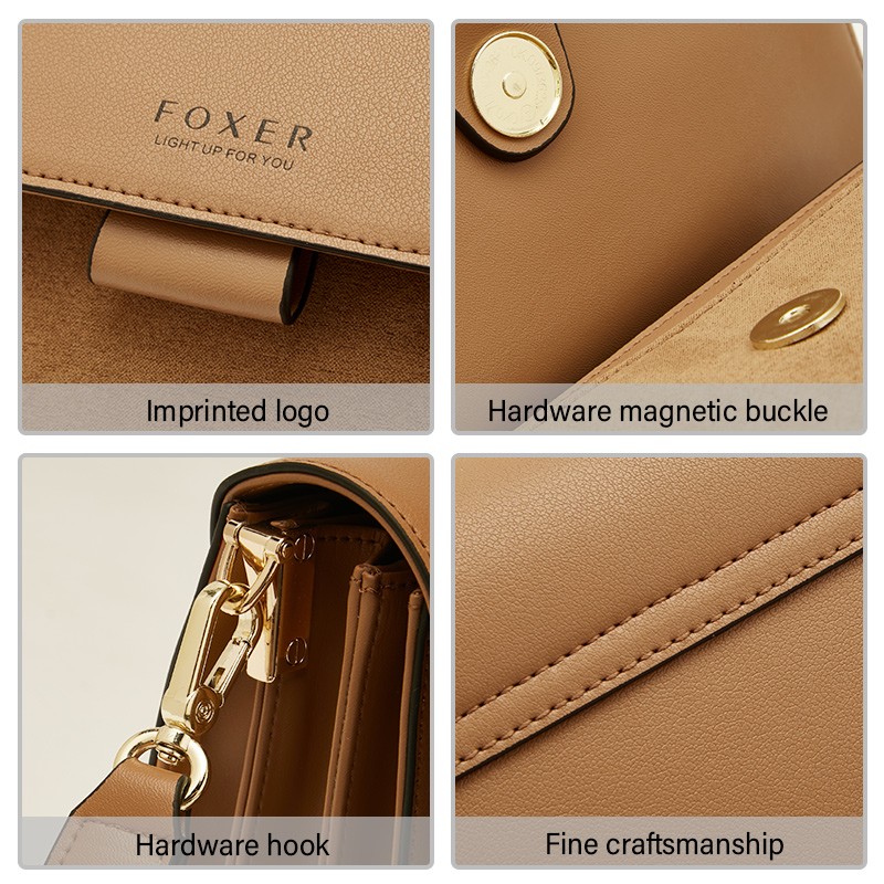 Δερμάτινη Γυναικεία Τσάντα Χιαστί Foxer 954011F καφέ 