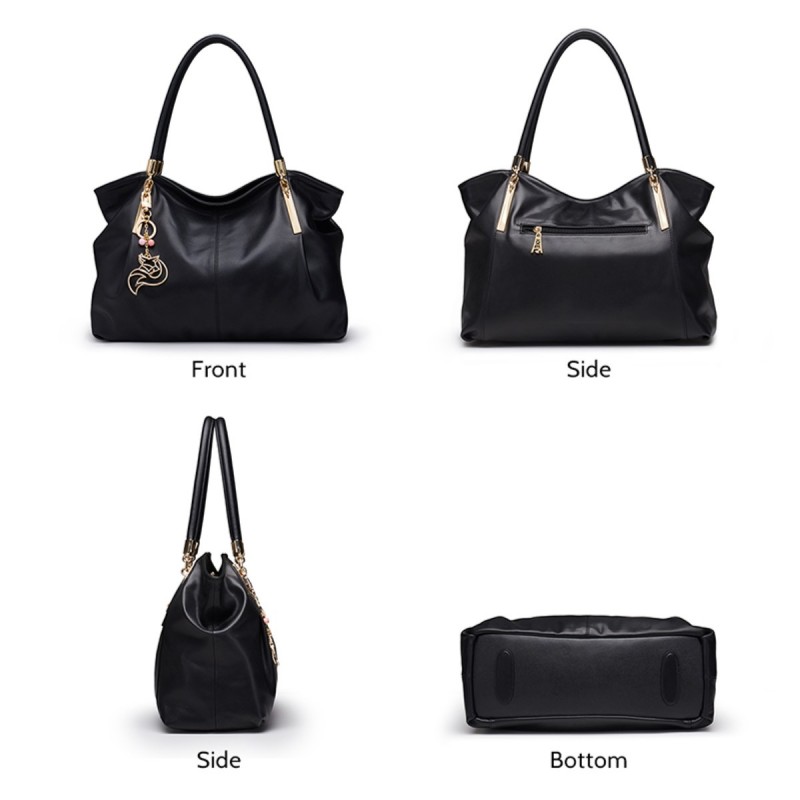 Δερμάτινη Γυναικεία Τσάντα Shopper ‘Ωμου Foxer 958136F μαύρο 