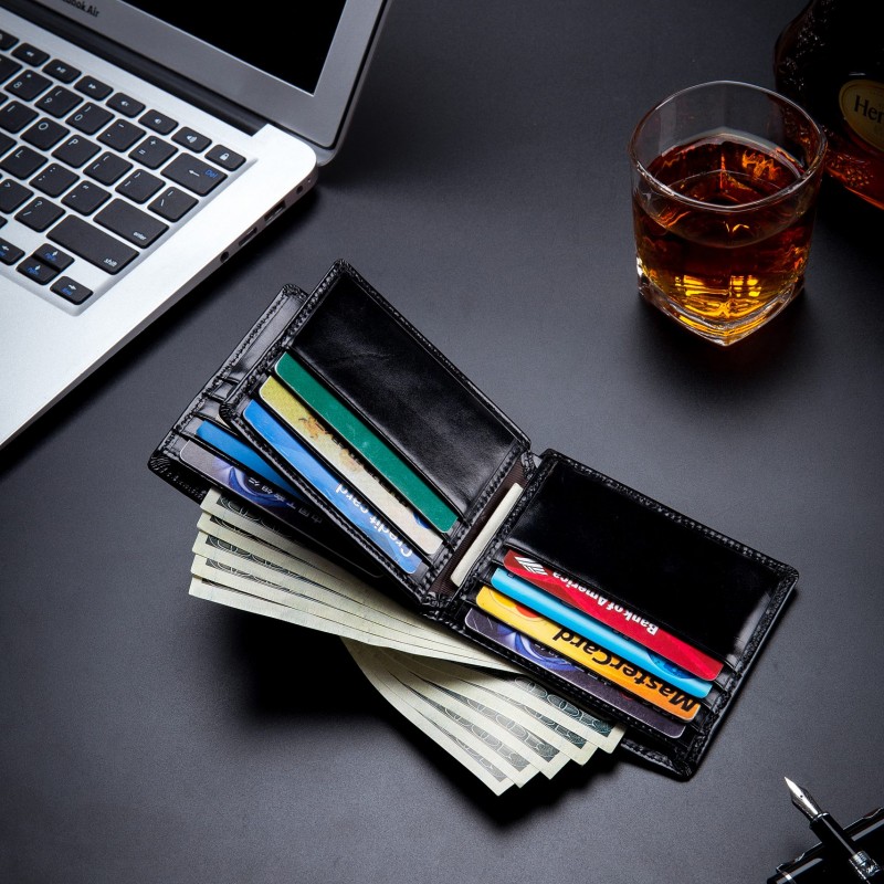 Δερμάτινο πορτοφόλι Bull Captain QB0203-H μαύρο 