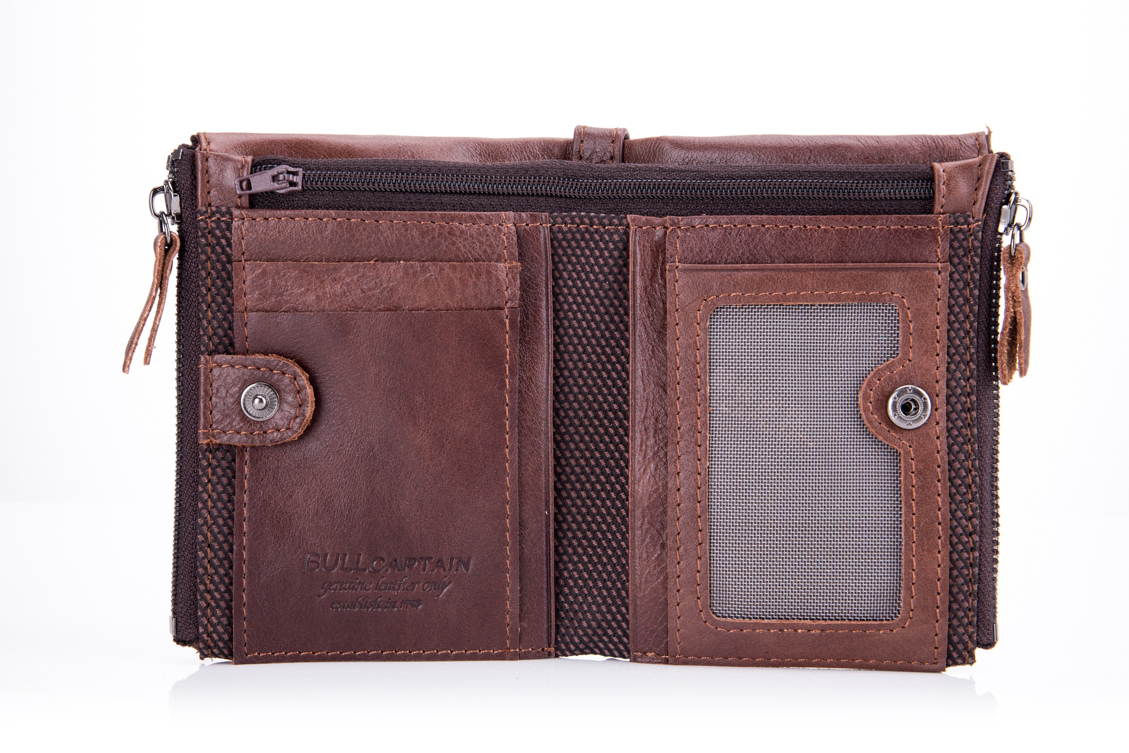 Δερμάτινο πορτοφόλι Bull Captain QB-06 καφέ 