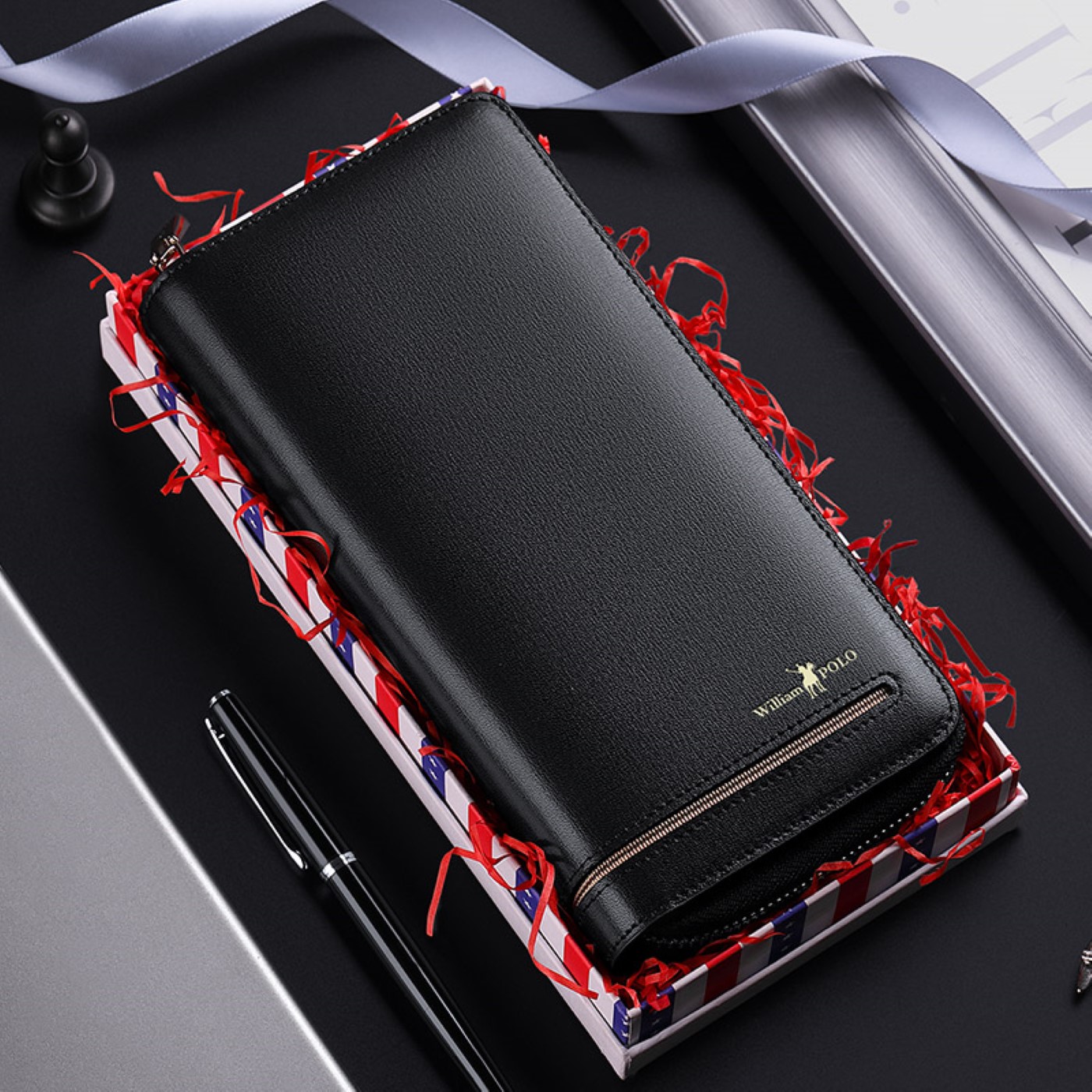 Δερμάτινο Ανδρικό πορτοφόλι William Polo 195182 black 