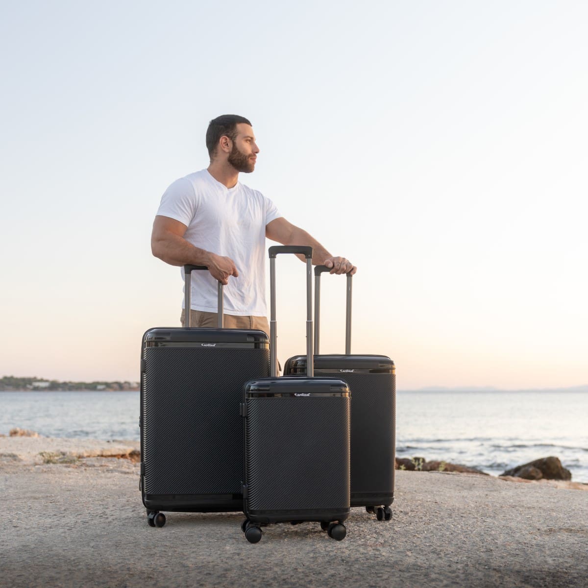 Βαλίτσες Σκληρή (σέτ 3 τεμαχίων) Cardinal (PP) 2019 μαύρο 
