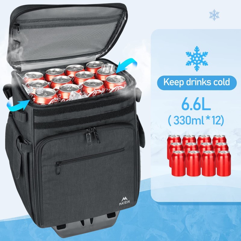 Τροχήλατο Σακίδιο πλάτης Ψαρέματος, Πεζοπορίας , Πικνίκ, Κάμπινγκ Ισοθερμικό 26L Matein 6063 μαύρο 