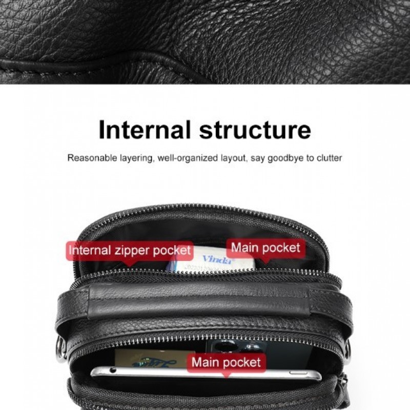 Δερμάτινο τσαντάκι ώμου Cardinal 6093 black