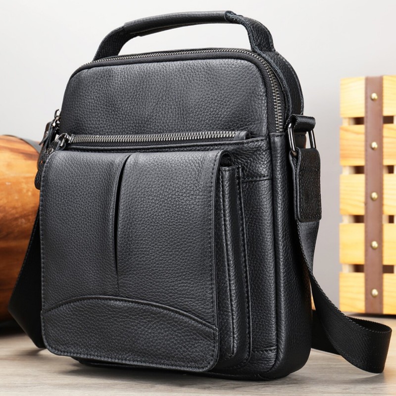 Δερμάτινο τσαντάκι ώμου Cardinal 6109 μαύρο 