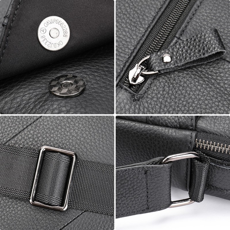 Δερμάτινο τσαντάκι ώμου Cardinal 6109 μαύρο 