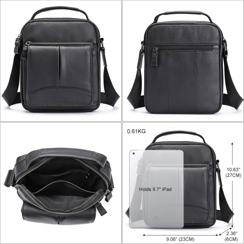 Δερμάτινο τσαντάκι ώμου Cardinal 6109 μαύρο 