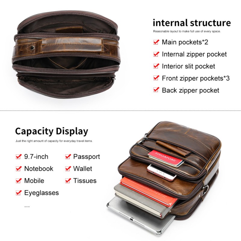 Δερμάτινο τσαντάκι ώμου Cardinal 6199 καφέ 