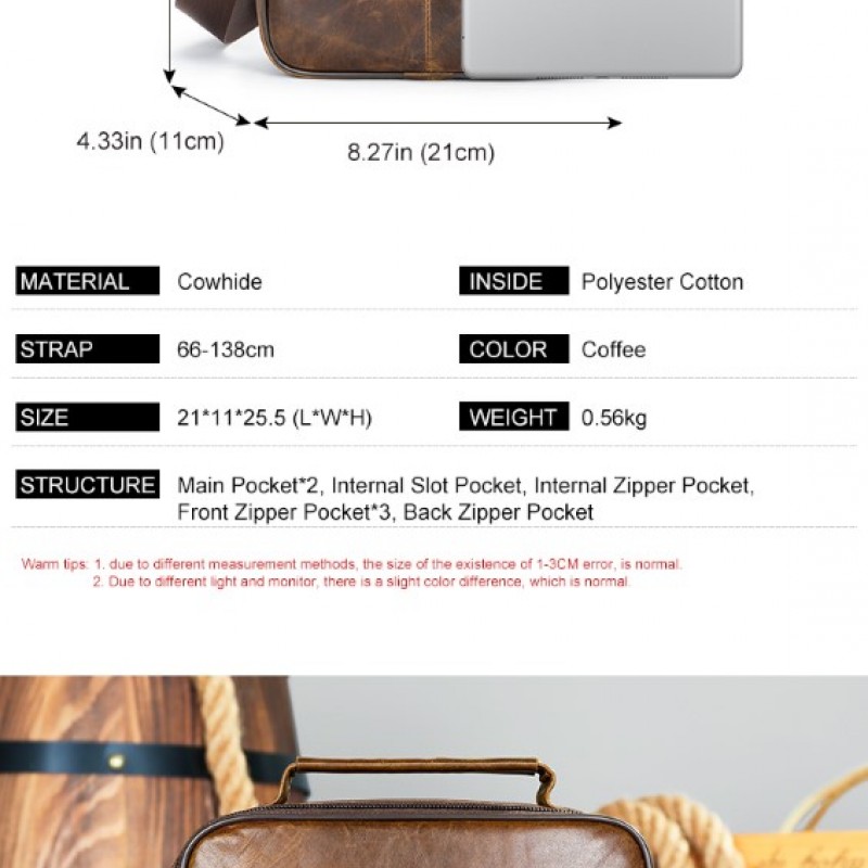 Δερμάτινο τσαντάκι ώμου Cardinal 6199 καφέ 