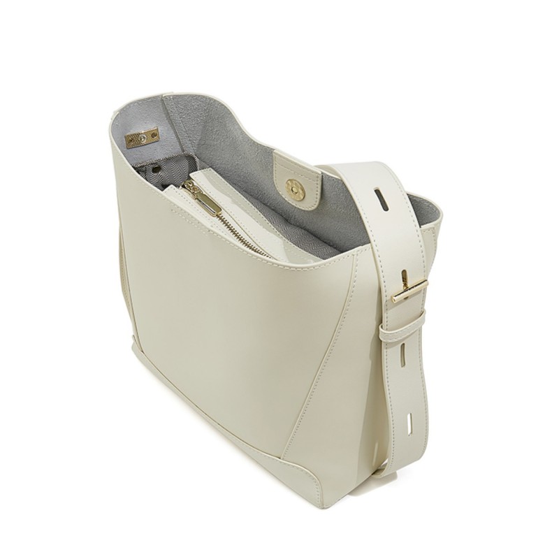 Δερμάτινη Γυναικεία Τσάντα Shopper ‘Ωμου Foxer 9136015F άσπρο 