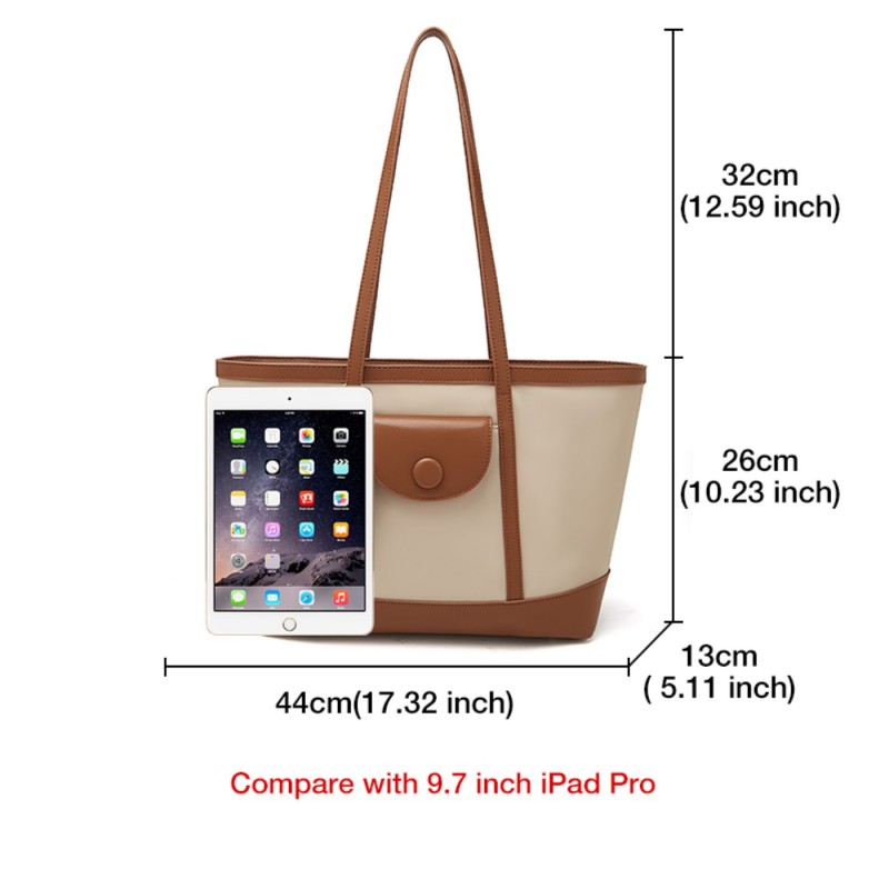 Δερμάτινη Γυναικεία Τσάντα Shopper ‘Ωμου Foxer 9151041F άσπρο/καφέ 