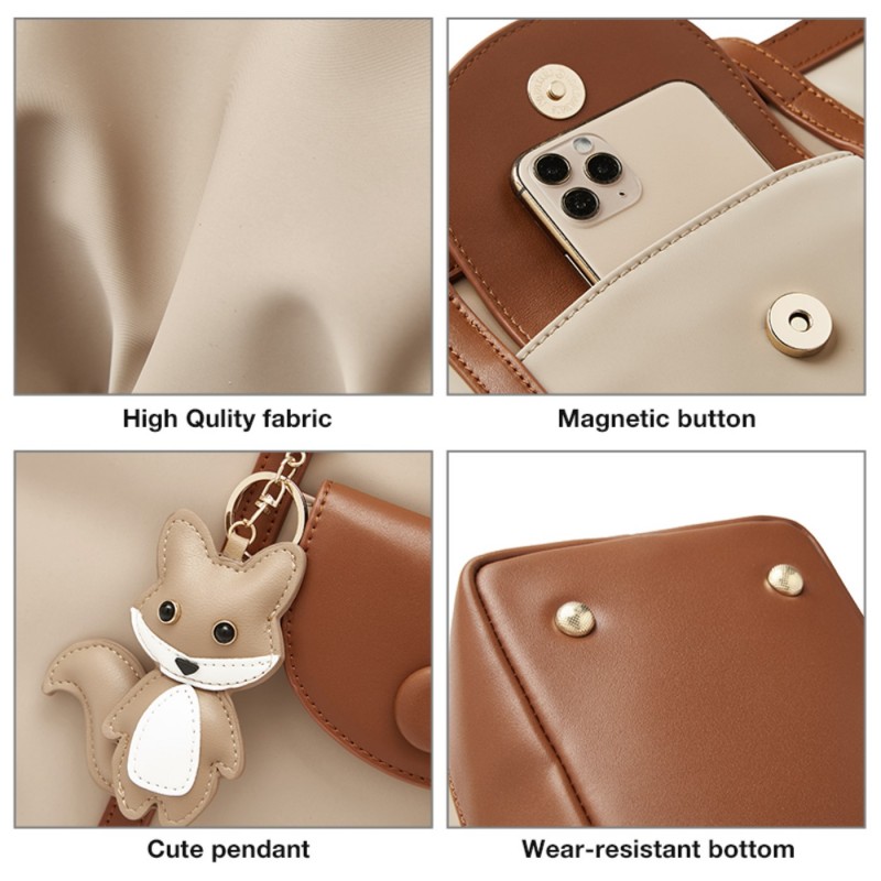Δερμάτινη Γυναικεία Τσάντα Shopper ‘Ωμου Foxer 9151041F άσπρο/καφέ 
