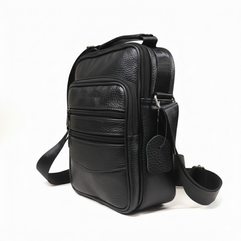 Δερμάτινο τσαντάκι ώμου BORSELLINO 958 black 