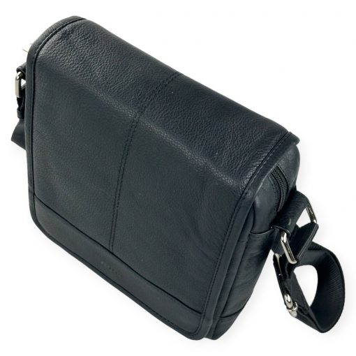 Lavor Δερμάτινη Τσάντα ώμου με καπάκι 1-31-Μαύρο