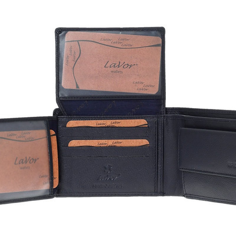 LaVor 1-3834 Ανδρικό Δερμάτινο Πορτοφόλι με RFID Μπλε 1-3834-blue