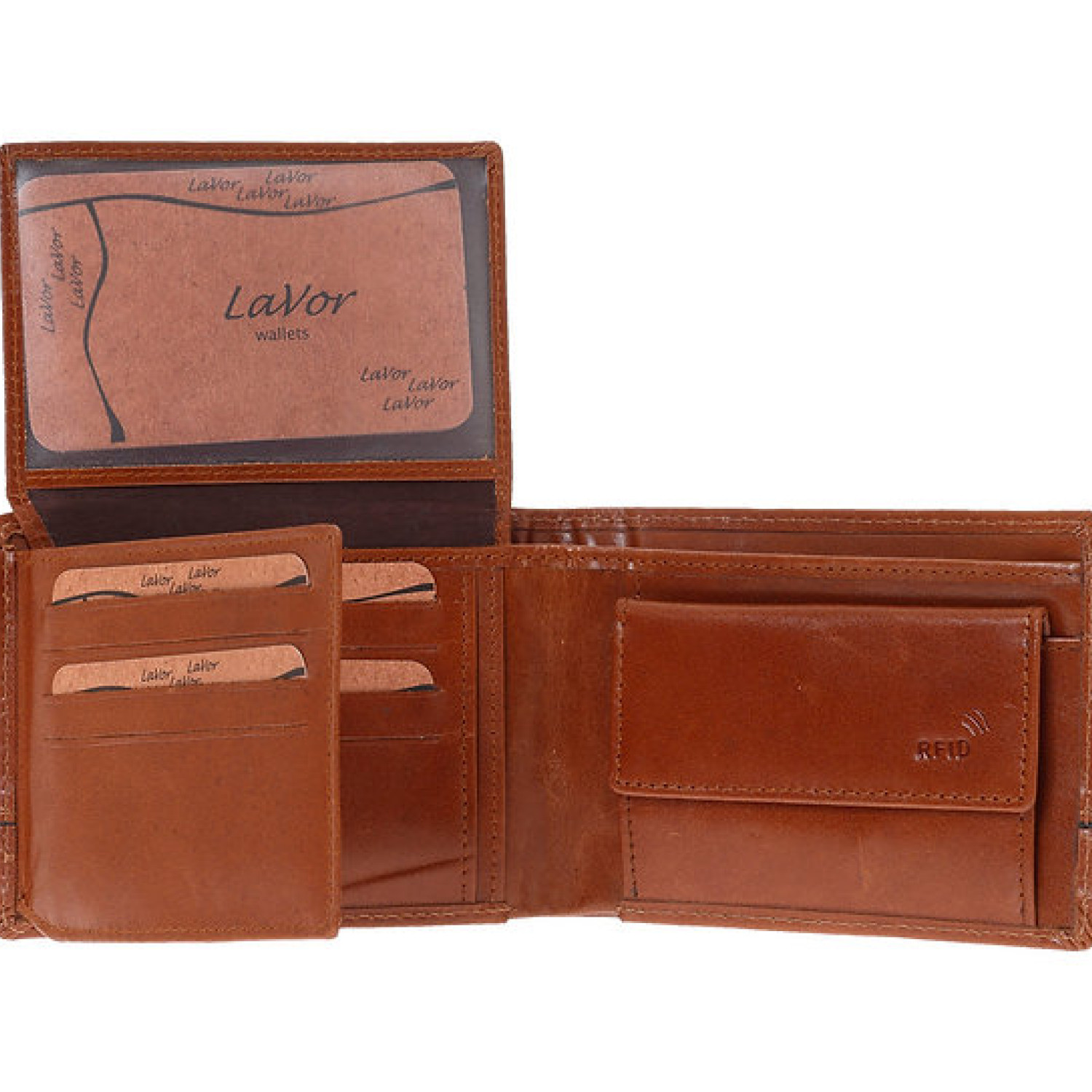 LaVor 1-3834 Ανδρικό Δερμάτινο Πορτοφόλι με RFID Κονιακ 1-3834-cognac