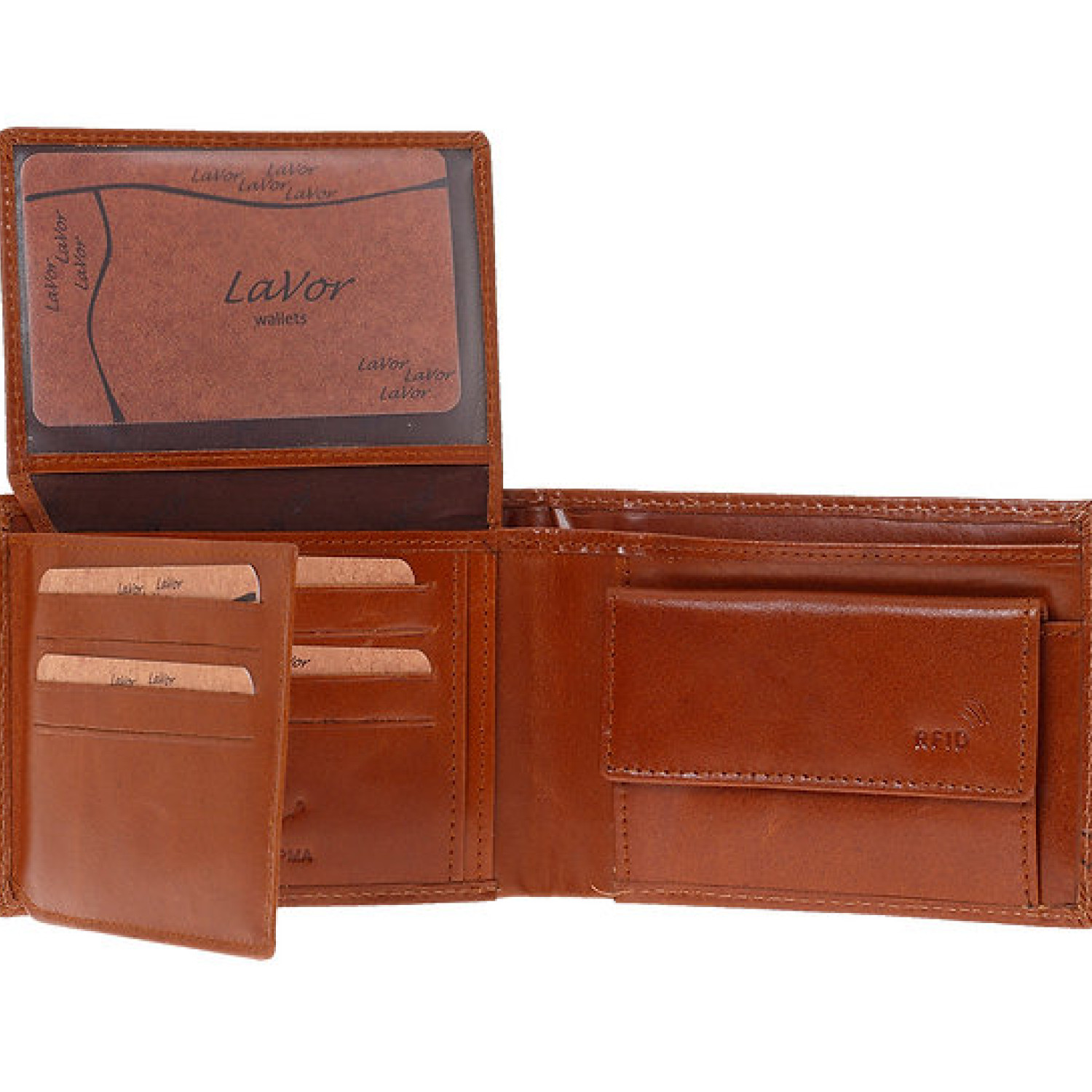 LaVor 1-3839 Ανδρικό Δερμάτινο Πορτοφόλι με RFID Κονιακ 1-3839-cognac