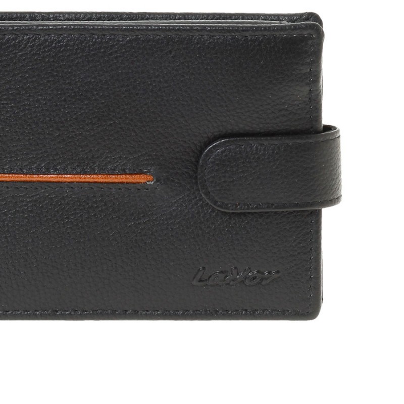LaVor Ανδρικό Δερμάτινο Πορτοφόλι με Rfid Μαύρο και κουμπι 1-3841-BLACK