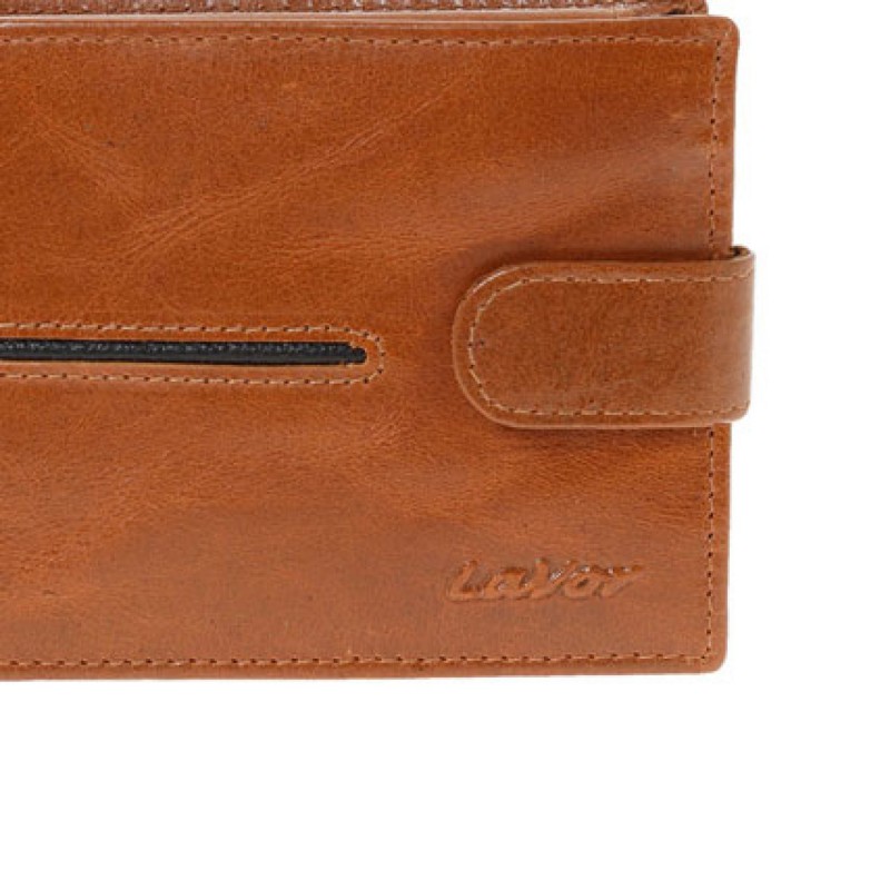 LaVor Ανδρικό Δερμάτινο Πορτοφόλι με Rfid Κονιάκ και κουμπι 1-3841-COGNAC