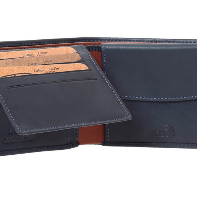 LaVor 1-5909 Ανδρικό Δερμάτινο Πορτοφόλι με RFID Μπλε