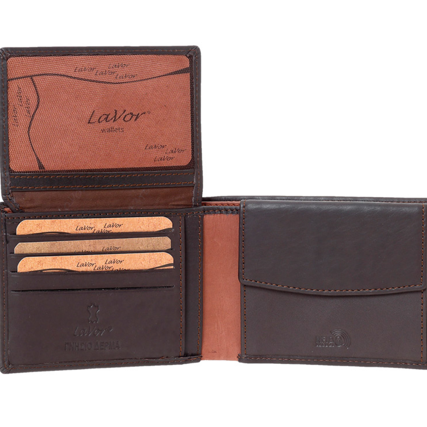 LaVor 1-5909 Ανδρικό Δερμάτινο Πορτοφόλι με RFID Καφέ
