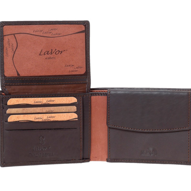 LaVor 1-5909 Ανδρικό Δερμάτινο Πορτοφόλι με RFID Καφέ
