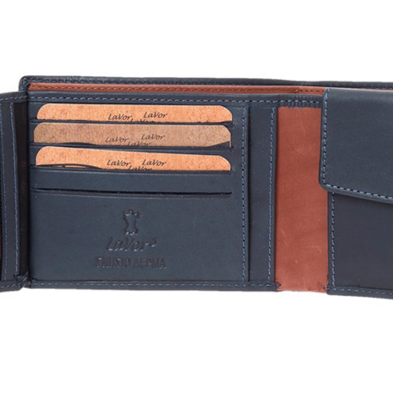 LaVor 1-6170 Ανδρικό Δερμάτινο Πορτοφόλι με RFID Μπλε