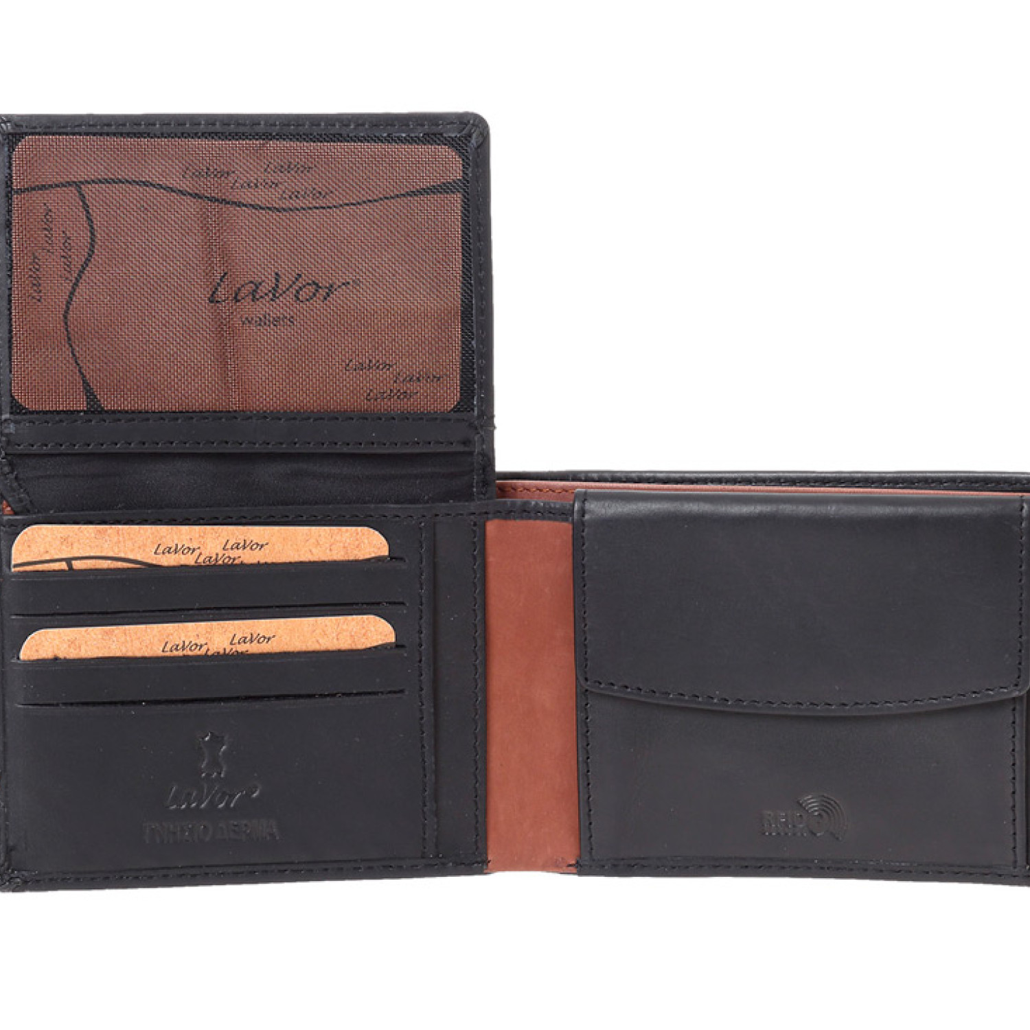 LaVor 1-6172 Ανδρικό Δερμάτινο Πορτοφόλι με RFID Μαύρο