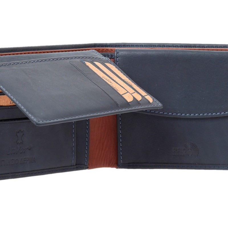 LaVor 1-6172 Ανδρικό Δερμάτινο Πορτοφόλι με RFID Μπλε